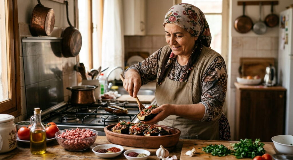 Imam Bayildi Rezept mit Hackfleisch 2026 Türkische Auberginen mit würziger Füllung